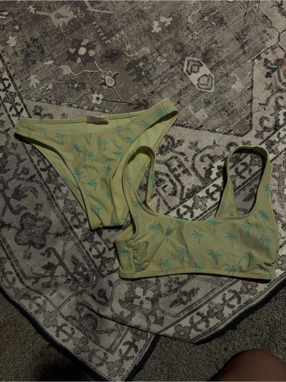 Stoney Clover Lane Yellow Bikini Set with Teal Palm Print